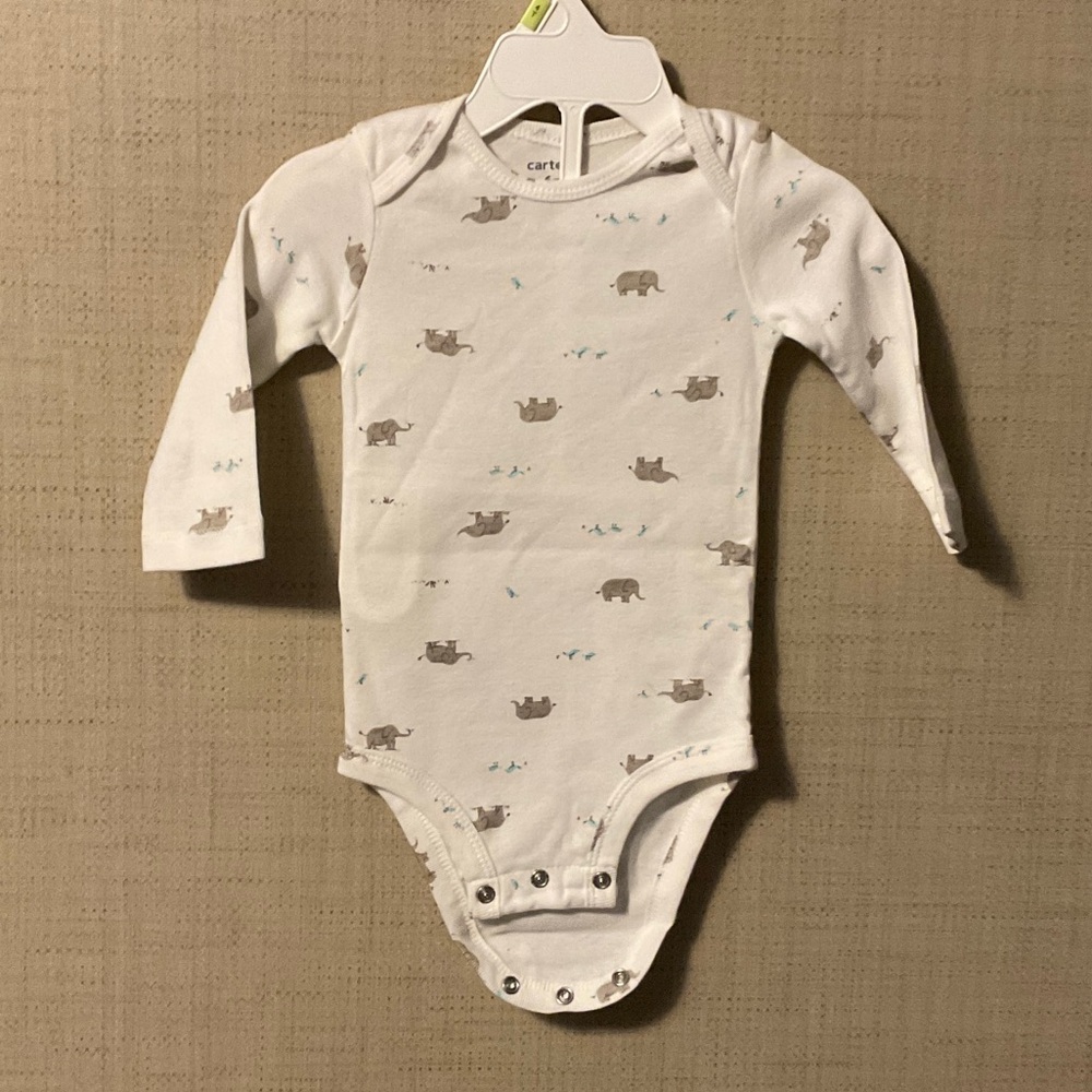 Carter's White And Gray Animal Print Bodysuit